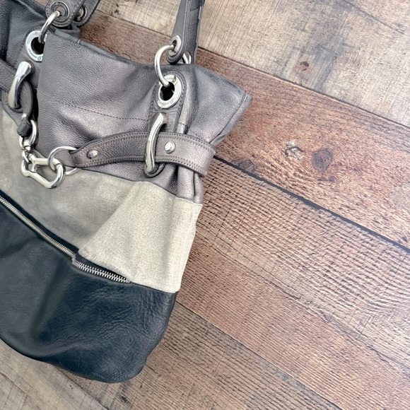 B. Makowsky Tri Color Stylish Genuine Leather Large Bag - Picture 3 of 11